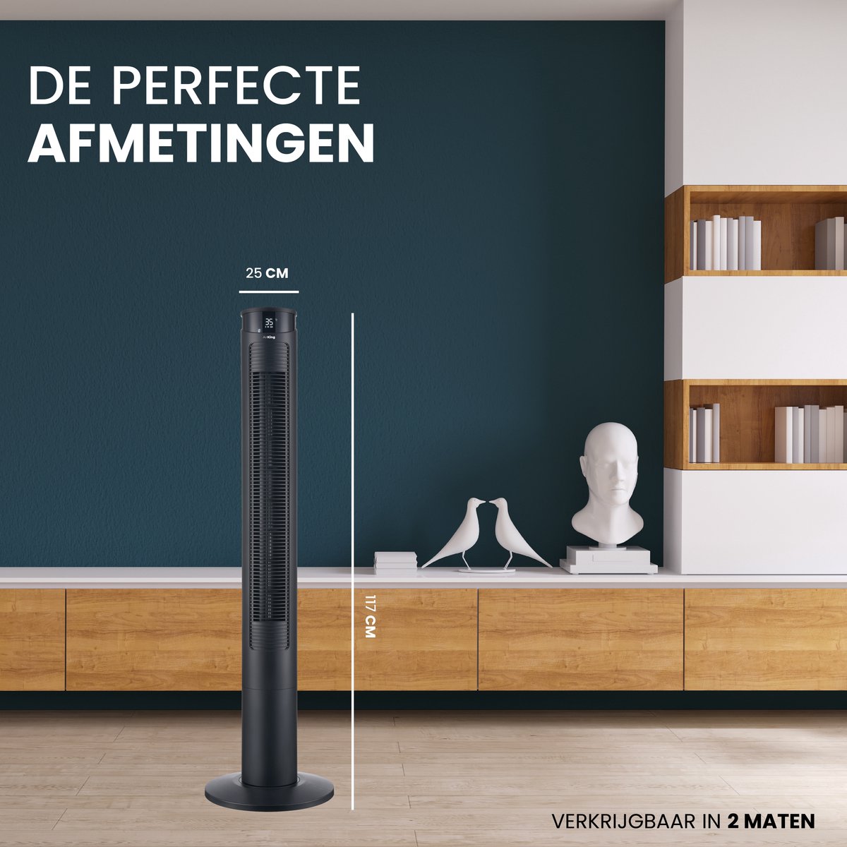 AirKing Torenventilator 117cm - Kolomventilator met Afstandsbediening - Ventilator staand met Timer - 3 Snelheidsstanden - Oscillatie & Dimbaar LED Scherm - Energiezuinig - Koelventilator voor Kamer - Zwart — afbeelding 9