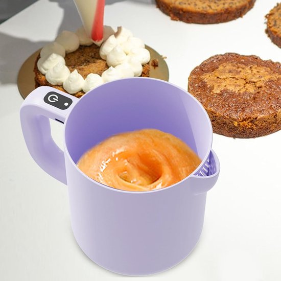 Elektrische Keukenmixer - Draagbare Klopper - Moeiteloos Mengen - Zelfreinigend Mechanisme - 1 Liter Capaciteit - Paars — afbeelding 2