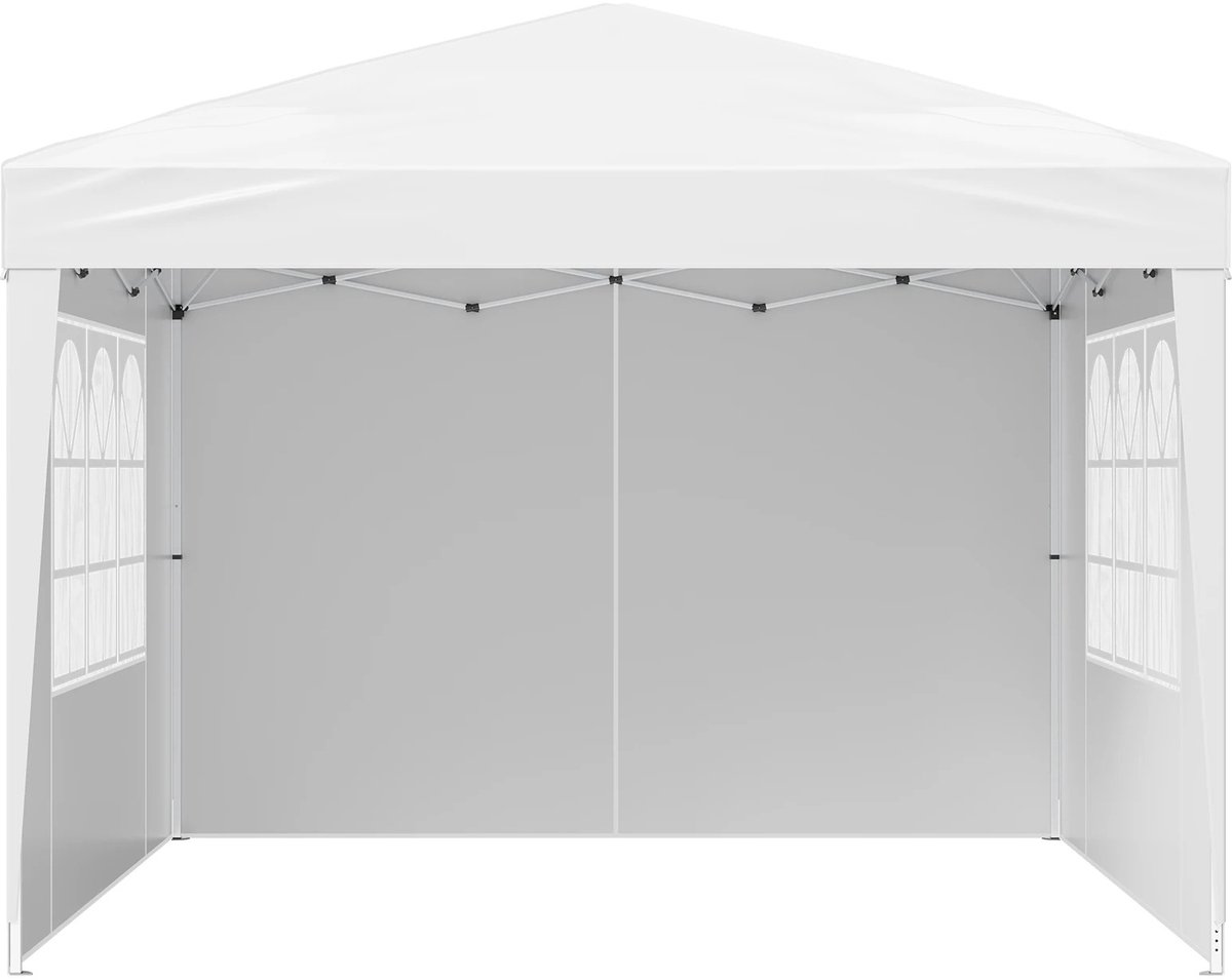 Novyro Living - pop up tent - partytent - 10x10ft - 3 zijwanden - wit - hoogte verstelbaar - opvouwbaar - 2 geventileerde ramen