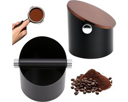Koffie klopdoos met deksel,Roestvrijstalen Espresso Knock Box,Antislip rubberen basis,Verwijderbare klopstang