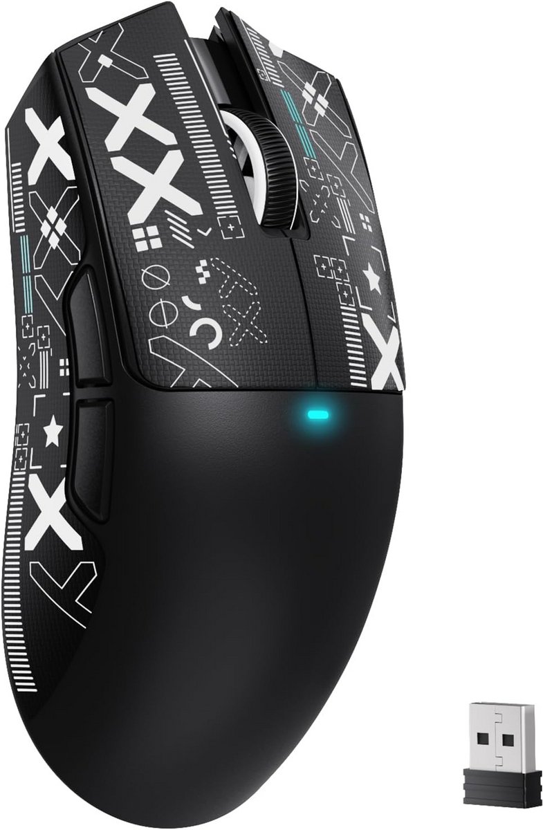 ATTACK SHARK X11SE Wireless Gaming Mouse, 63g Super Light With PixArt PAW3311 Sensor, 22000DPI, Tri-Mode BT/2.4Ghz/Wired, 1000Hz, 300mAh Battery, Dual Driver, for PC/Xbox/PS/Mac (Black with Tape)