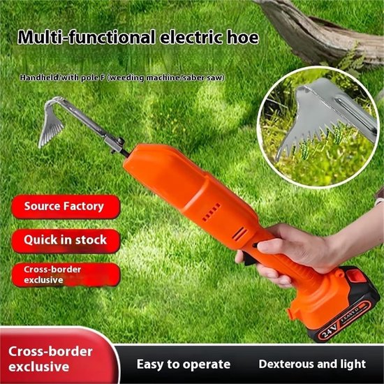 Draadloze Tuinfrees - Elektrische Frees - Bodem Bewerken - Telescopische Steel - 10 cm Werkbreedte - Rood — afbeelding 3