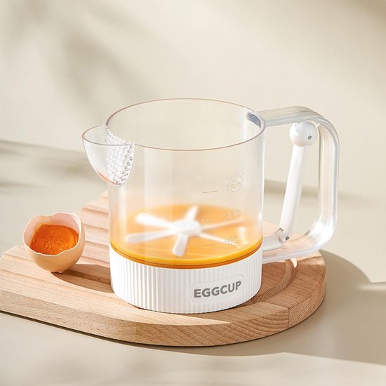 Eiermengbeker - Eierklopper Blender - Beslag Maken - Semi-automatische Pers - 12 x 11 x 12 cm - Wit van Eiermengbeker — afbeelding 5