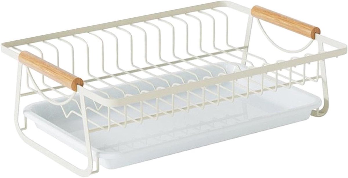 Afdruiprek Keuken - Vaatdroger Organizer - Aanrecht Organiseren - Roestbestendig IJzeren Frame - 41.5 x 29.5 x 12.5 cm - Wit