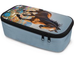 Belidome Horse pencil case for girls high school pencil case large capacity zipper pen box, Brown Horse, One size, Bag Organizer, Brown Horse, One size, Bag Organizer
