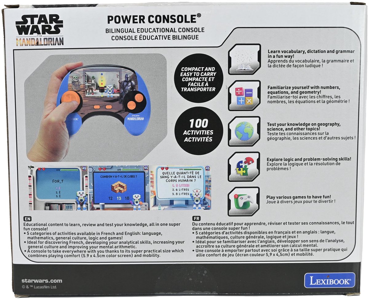 stroom Console® Star Wars educatieve draagbare tweetalige pratende console met 100 activiteiten en 2,8" kleuren LCD-scherm in het Frans en Engels