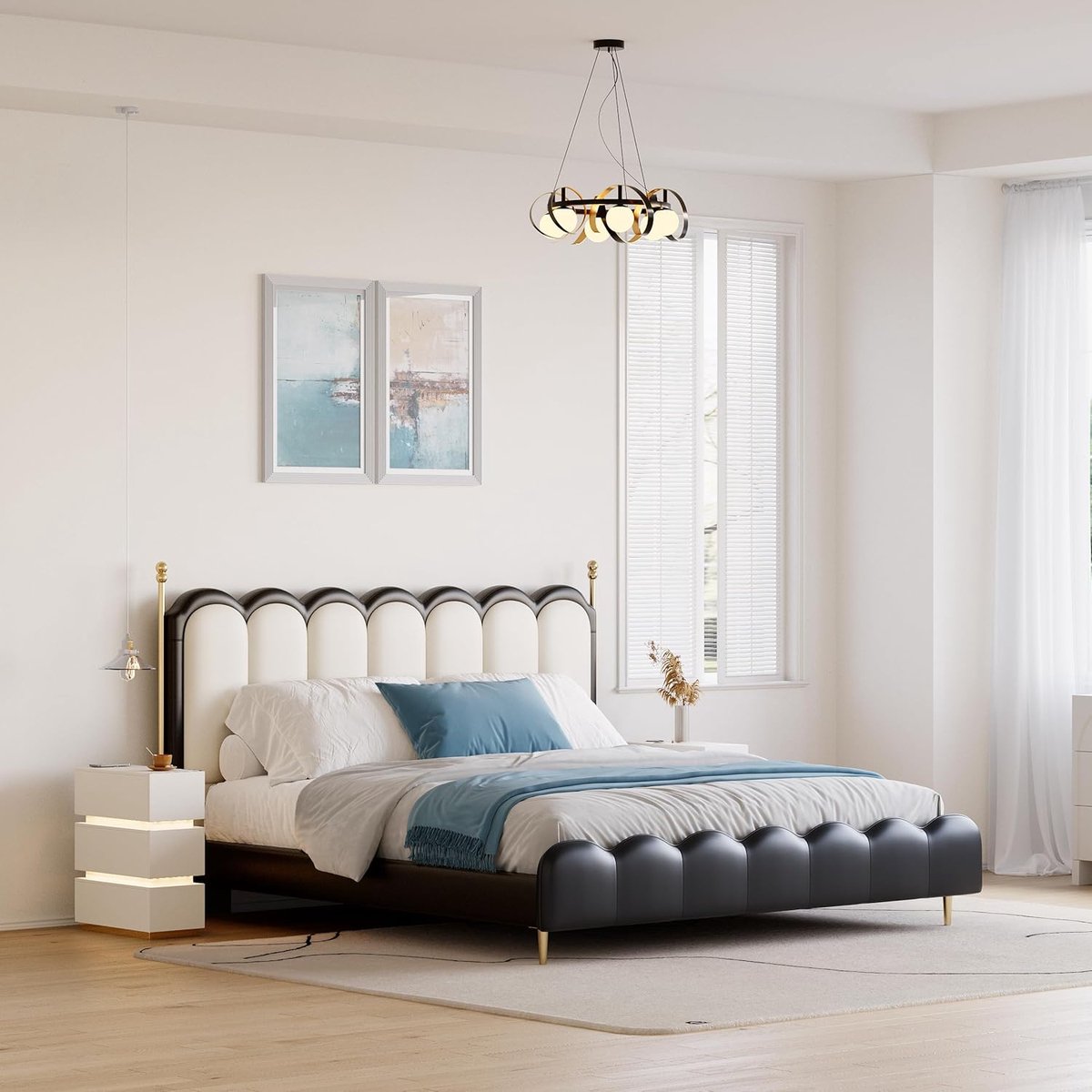 Nachtkastje met Draadloos Opladen, USB & Type-C, LED Verlichting, 3 Laden, Opbergruimte, Smal Design 50 x 24 x 60 cm Wit – Mobili Bella