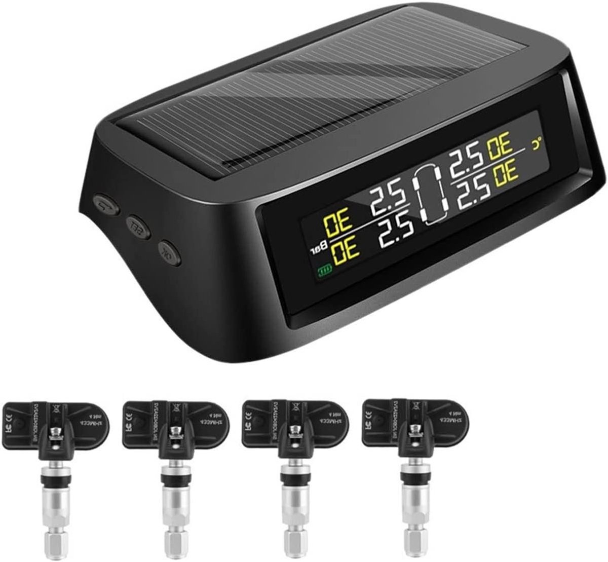 Bandenspanningssysteem - Bandenmeter - Veilig Rijden - LCD Solar Display - 0-8 Bar - Intern Sensor