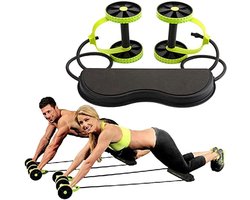 Fitness Tow Hook Abdominal Double Wheels Roller Pull Out Trainer Waist Slimming Exercises Core Double Wheel Fitness Exercise Tummy Trimmer Bodybuilding Expander Waist Abdominal Equipment