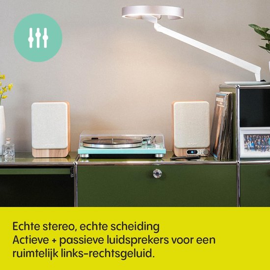 Stereo Geluidssysteem - Actieve Luidsprekers - Muziek en TV - HDMI ARC Connectie - 18.7 x 17.5 cm - Wit Eiken — afbeelding 5