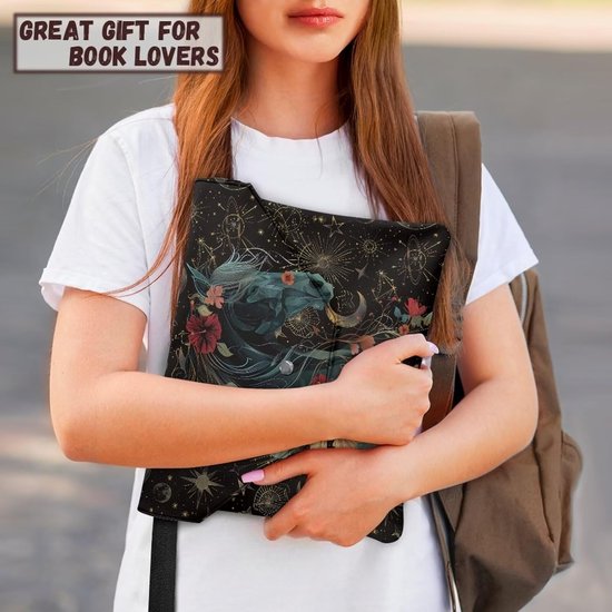 Boek Sleeve - Boekhoes Boekentas - Boeken Beschermen - Met Voorvak - 30 x 24 cm - Paard — afbeelding 5