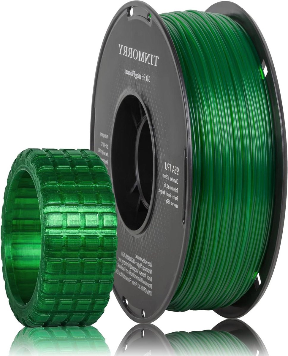 Flexibel Filament - 3D Print Materiaal - Objecten Creëren - Hoge Elasticiteit - 1.75mm 1kg - Transparant Groen