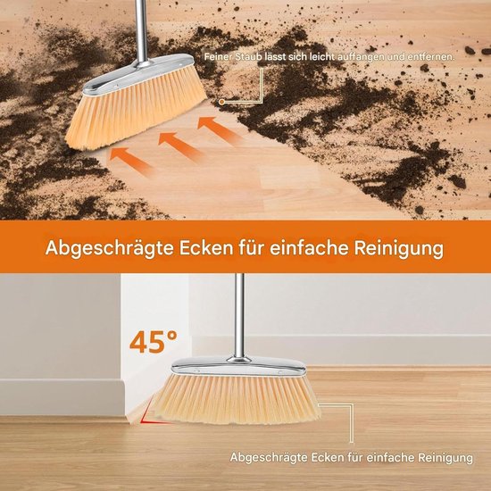 Veegbak Set - Stofblik Schop - Vloeren Schoonmaken - Wandgemonteerde Opslag - 38 x 31 x 11 cm - Zilver — afbeelding 5