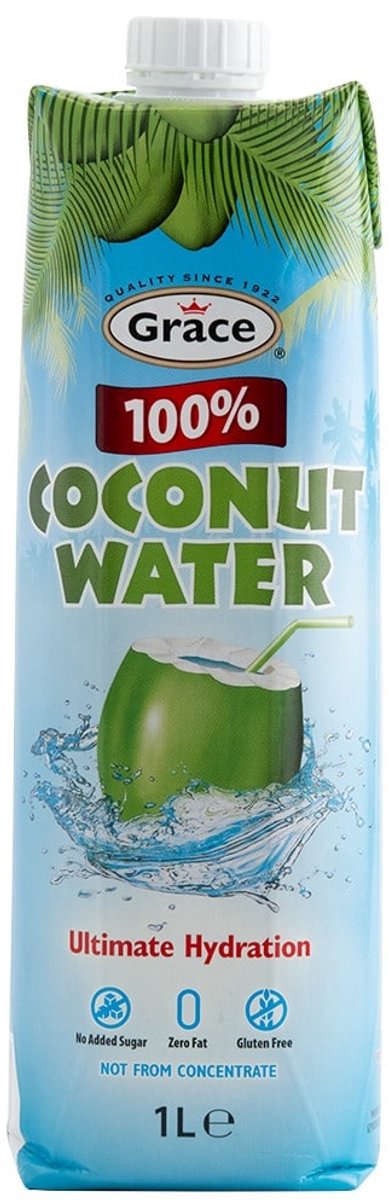Grace 100% Kokoswater - 8 x 1L - Voordeelverpakking