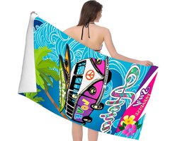 Large Surf Beach, Quick Dry Absorbent, 70x140cm/27.56x55.12 Inches, with Vibrant Print Fine Fiber Towel, Microfiber Surfing Towel, Holiday Beach Cloth, for Fast Drying Outdoor Swim Travel Use