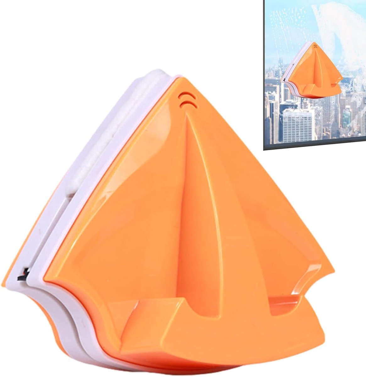 Magnetische Raamwisser - Dubbelzijdig Reiniger - Ramen Schoonmaken - Driehoekig Ontwerp - 3-12mm Glasdikte - Oranje