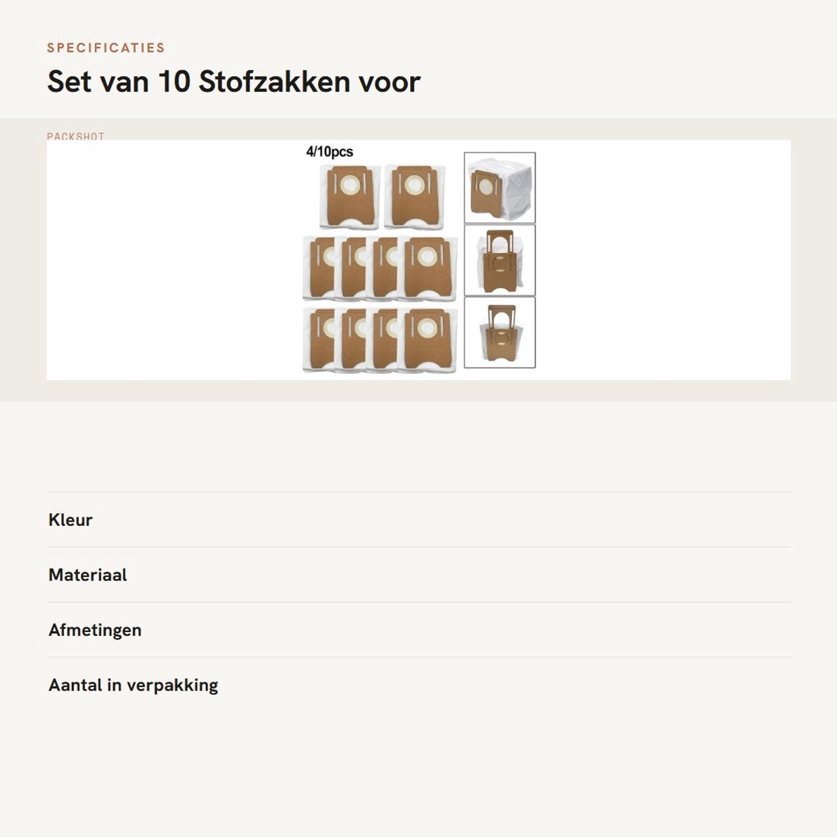 Dailygoods- Stofzakken Set van 10 - Verbeterde Luchtfiltratie - Vervangingsstofzak Obode A8 Plus - Geschikt voor ETA/Aurum PRO 6241 - Duurzaam Materiaal - Efficiënte Reiniging - Stofzuigerzakken