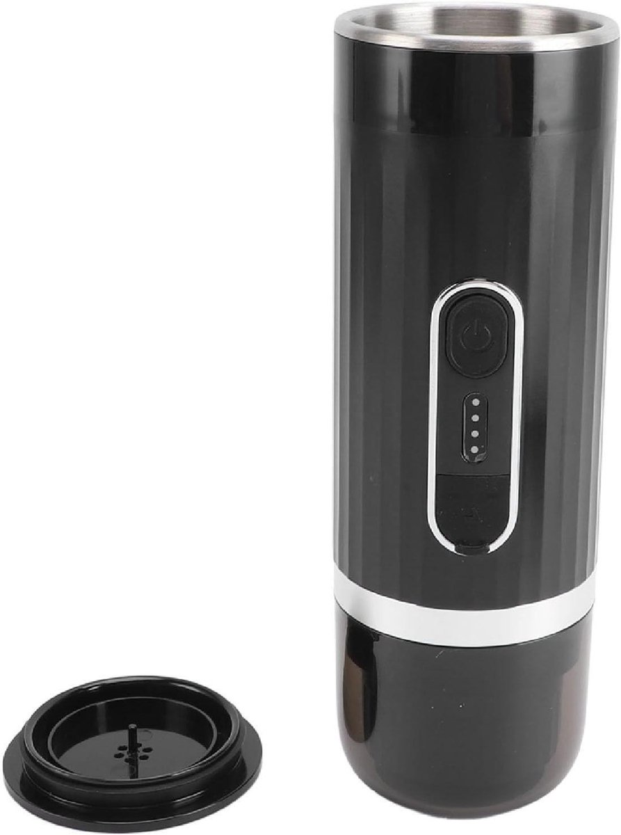 Draagbaar Koffiezetapparaat - Reis Koffiemaker - Koffie Maken Onderweg - Automatische Verwarming - 80 ml Capaciteit - Zwart