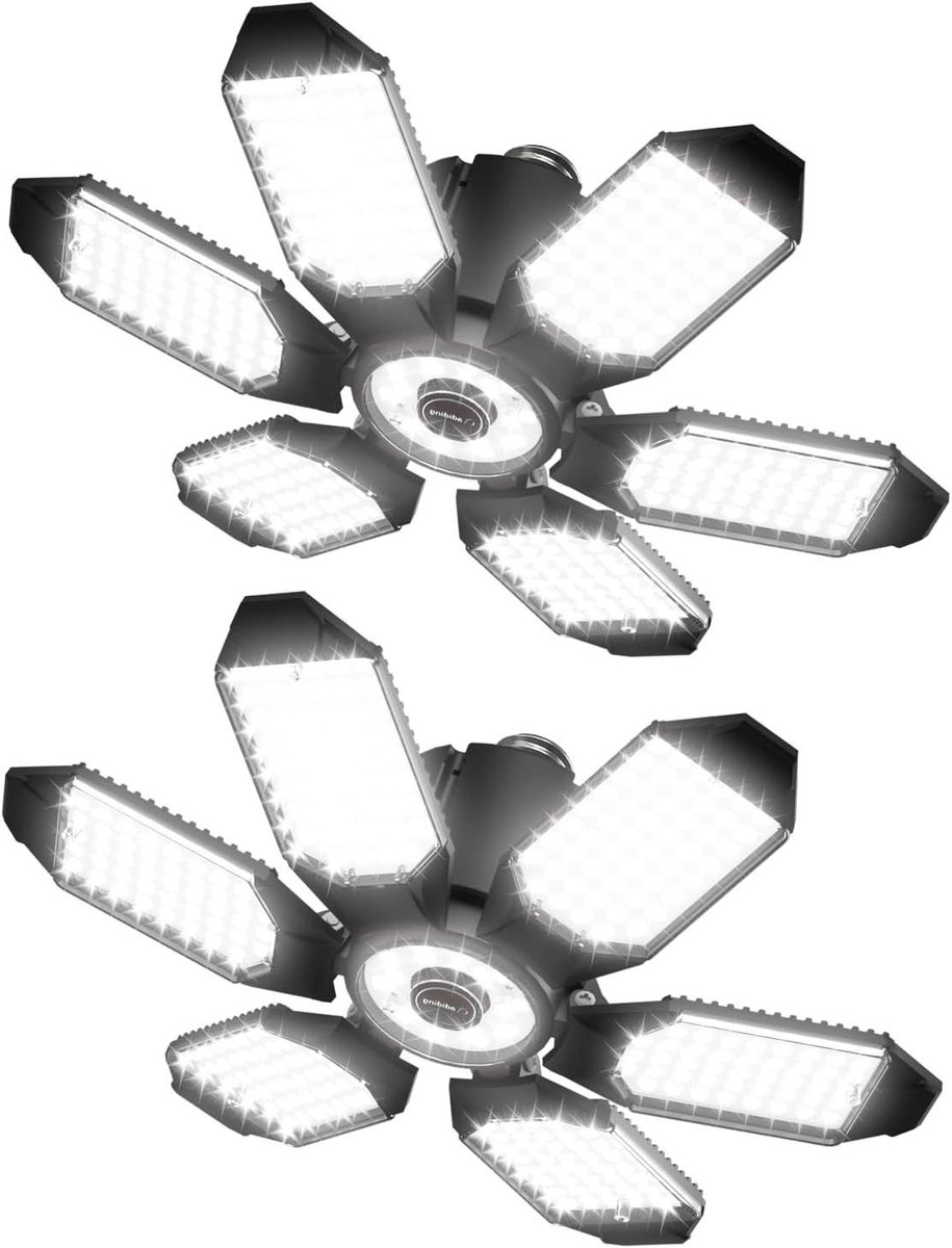 Led Garageplafondlamp - Verstelbare Lamp - Werkplaats Verlichting - 6 Vervormbare Panelen - 20.000 Lumen - Wit