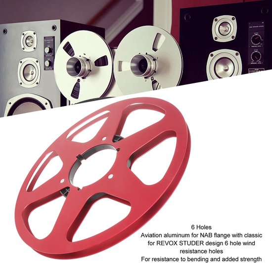 Dailygoods- Opnamespoel Aluminium - Lege Tapespoel - 1/4 Inch - 10,5 Inch - 6 Gaten - Compatibel met Studer — afbeelding 3