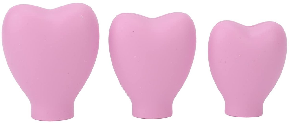 Dailygoods- Make-upborstelhoes Draagbaar - Siliconen Beschermkap - Hartvormig - Cosmetische Borstelbeschermer - 3-delige Set - Voor Dames en Meisjes - Borstelbescherming