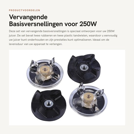 NTH products- Mesversnelling Vervangen - 2 Basisversnellingen - 2 Rubberen Tandwielen - Voor 250W Sapcentrifuge - Kunststof/Rubber/Metaal - Diameter 3-3,2 cm - Sapcentrifugeonderdelen van Nth Products — afbeelding 4