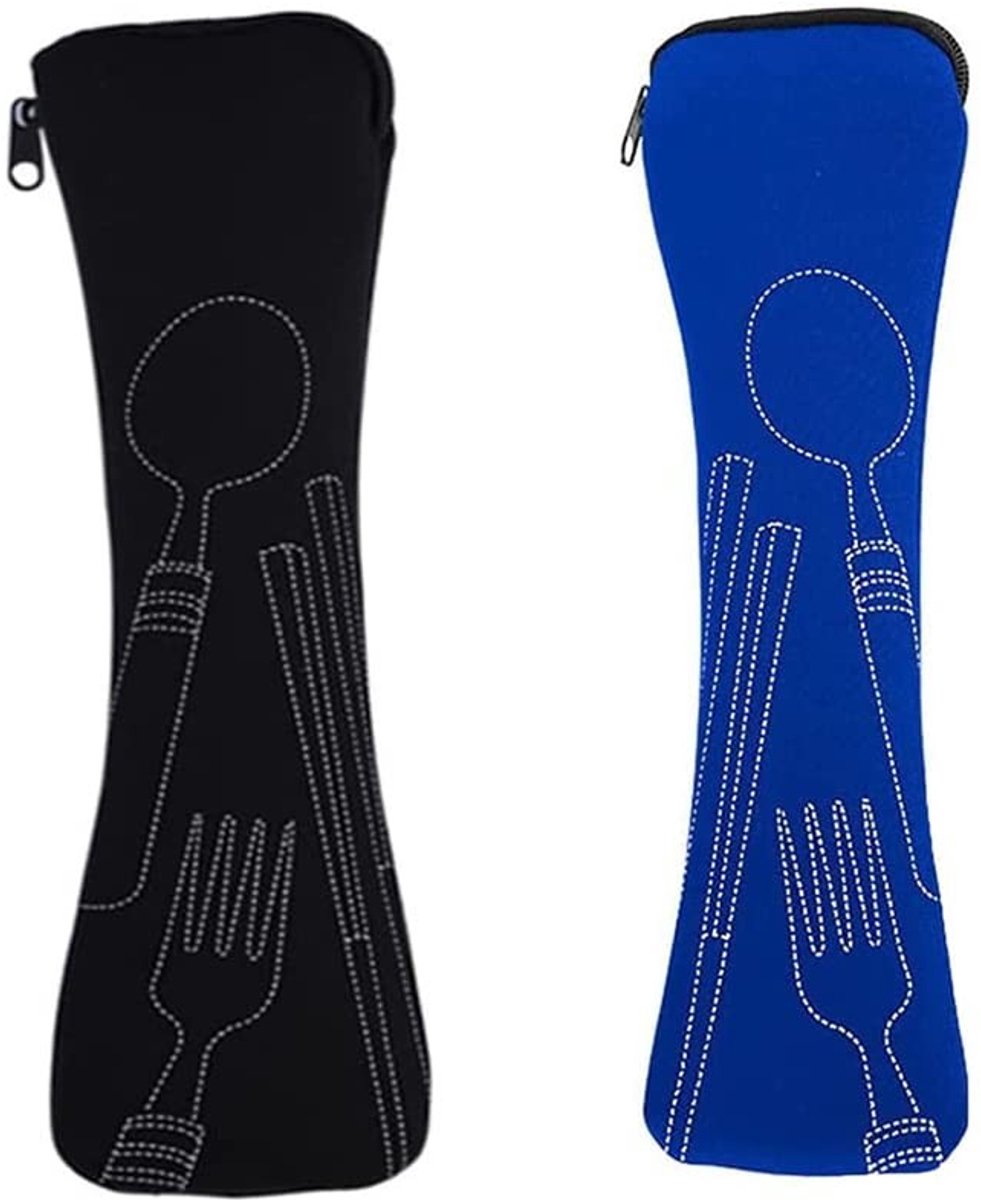 Dailygoods- Bestektas 2 Stuks - Draagbare Neopreen Bestekzakken - Waterbestendig - Lichtgewicht - Ritssluiting - Geschikt voor 7 Voorwerpen - Bestekzak