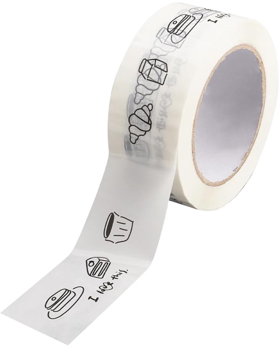 Dailygoods- Verpakkingstape Waterdicht 100m - Melkbroodpatroon - Kunststof - Sterke Hechting - Flexibel - Scheurvast - Cadeautape