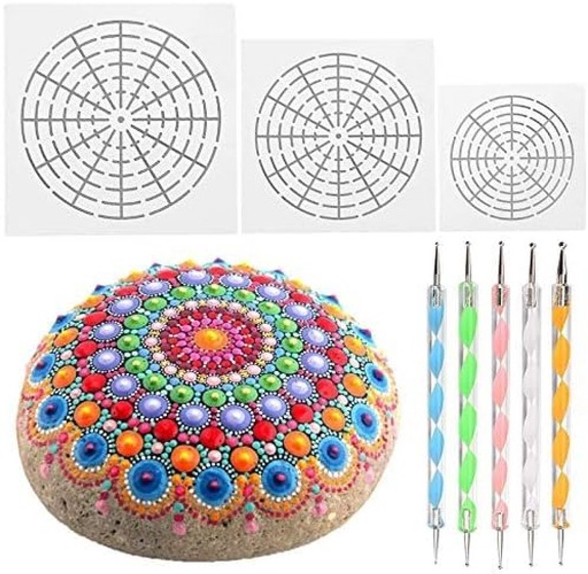 Dailygoods- Stippelgereedschap Set van 6 - Mandala Kunst - Stencils - Schildersjablonen - Dotting Tools - Voor DIY Stenen Tekenen