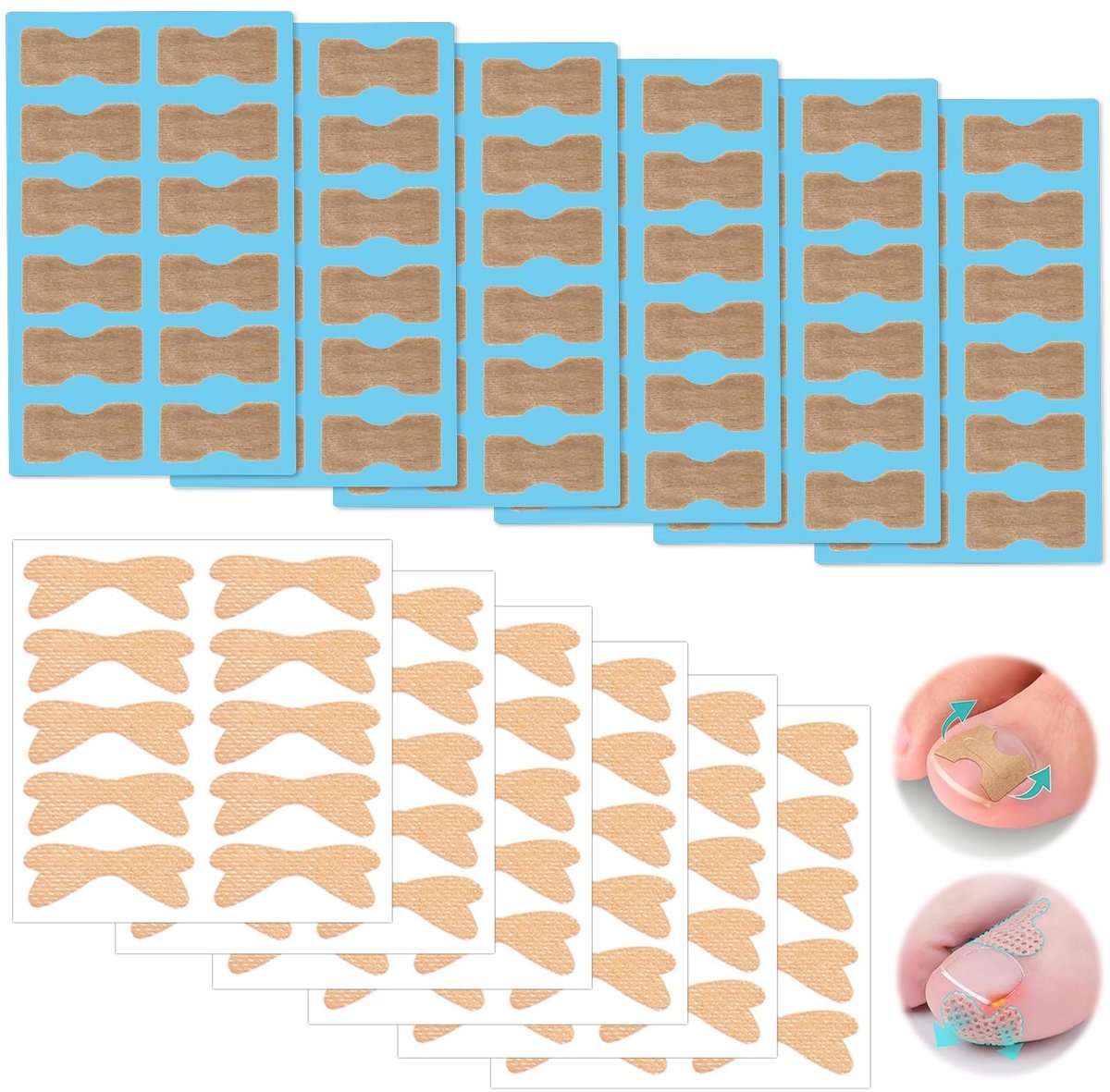 Dailygoods- Teennagelcorrectiepatch 132 Stuks - Ademend - Correctiepleisters - Bescherming Teennagels - Voetverzorging - Comfortabel Draagcomfort - Nagelcorrectiepleister