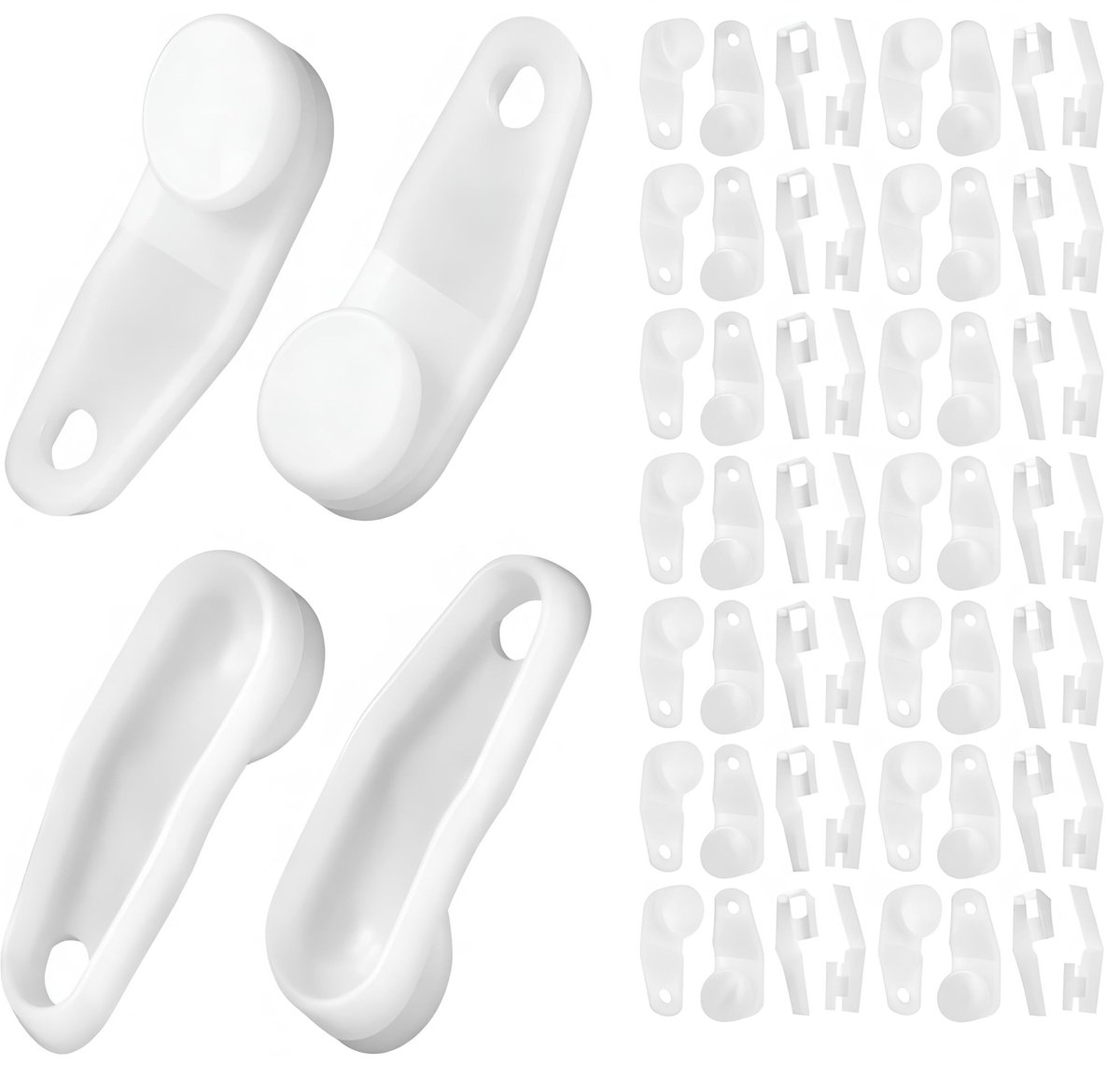 Dailygoods- Gordijnrail - 50 Stuks Witte Kunststof Zweefhaken - Schuifregelaars - Duurzaam - Stevig - Eenvoudig in Gebruik - Gordijnhaken
