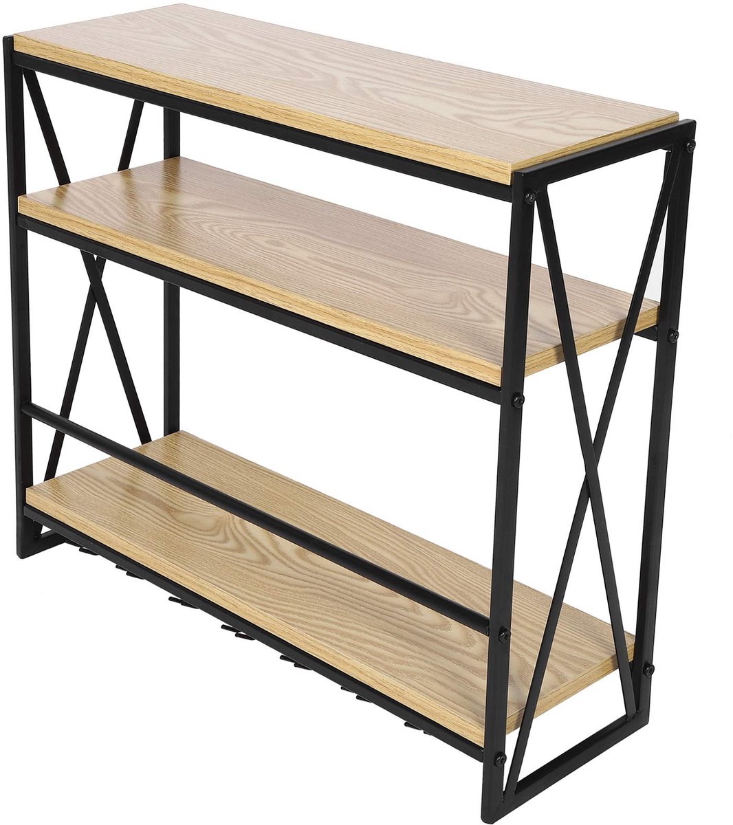 Dailygoods- Wijnrek Wandmontage - Drielaags Metalen Wijnrek - Vintage Pallet Wandplank - Decoratie Display Rek - Voor Woonkamer/Keuken - Wijnplank