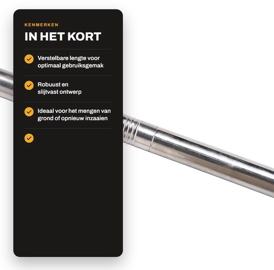 Dailygoods- Grondcultivator Verstelbare Lengte - Roterend Tuinhandgereedschap - Roestvrij Staal - Duurzaam - Ergonomische Handgreep - Slijtvast - Tuinfrees van Dailygoods — afbeelding 2
