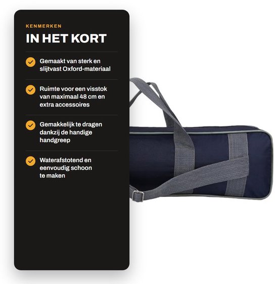 Opvouwbare hengel-, visgerei- en gereedschapstas met verstelbare schouderriem, zwart modern model, 50 cm. van Merkloos — afbeelding 2