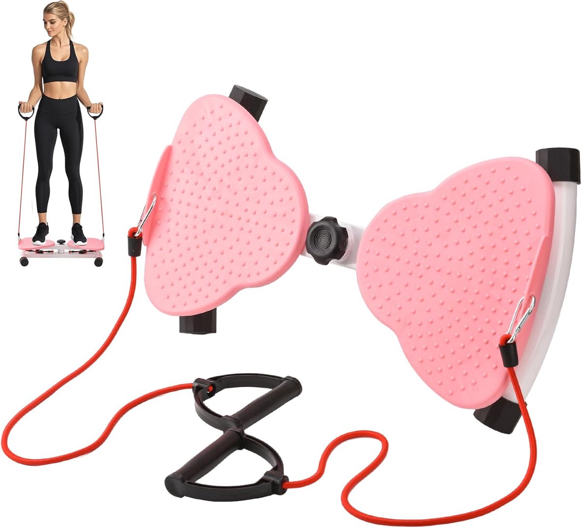 Taille Twist Schijf - Roterende Fitness - Lichaamsvorming - Met Trekringen - 100 kg Gewicht - Roze