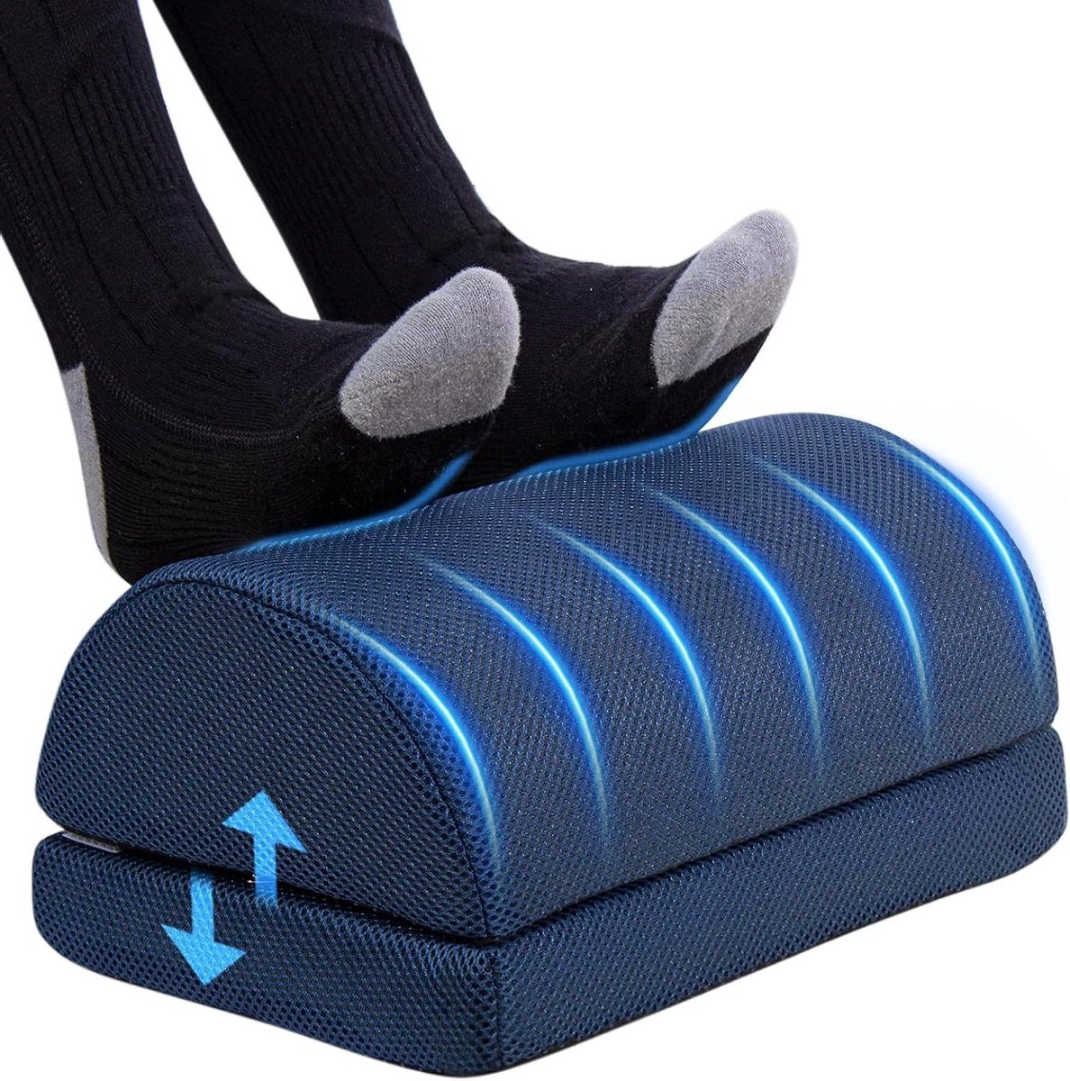 Bureauvoetsteun - Ergonomische steun - Comfortabel zitten - Traagschuim met 2 hoogtes - 28 x 16 x 16 cm - Grijs