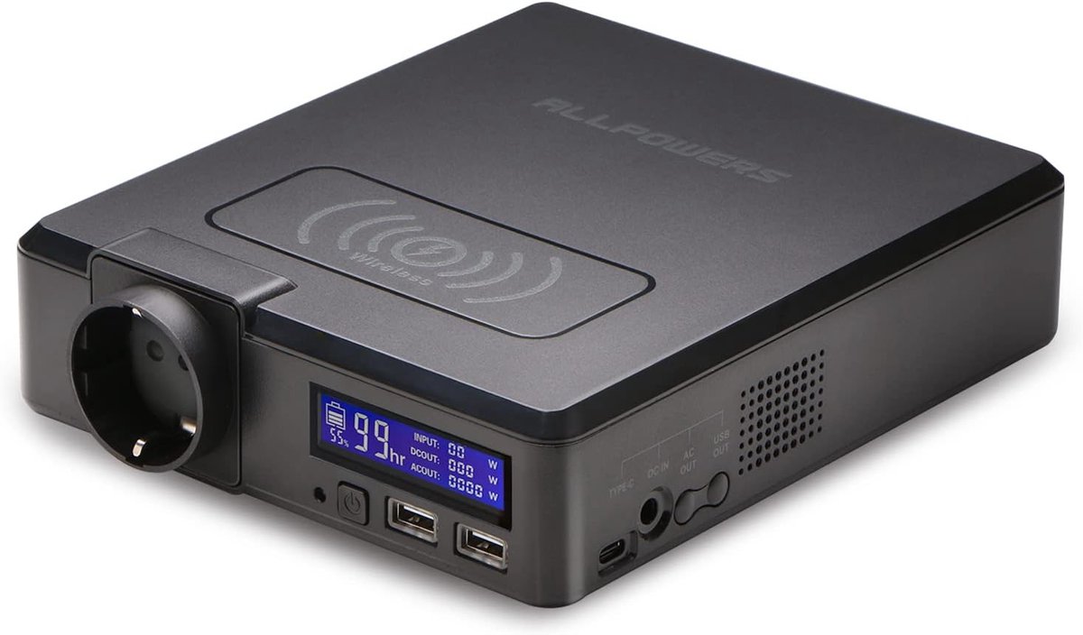 ALLPOWERS Draagbaar powerstation 200 W 154 Wh draadloze accu zonne-generator powerstation batterij mobiele stroomopslag mobiele energieopslag voor camping mobiele telefoon laptop reizen camper
