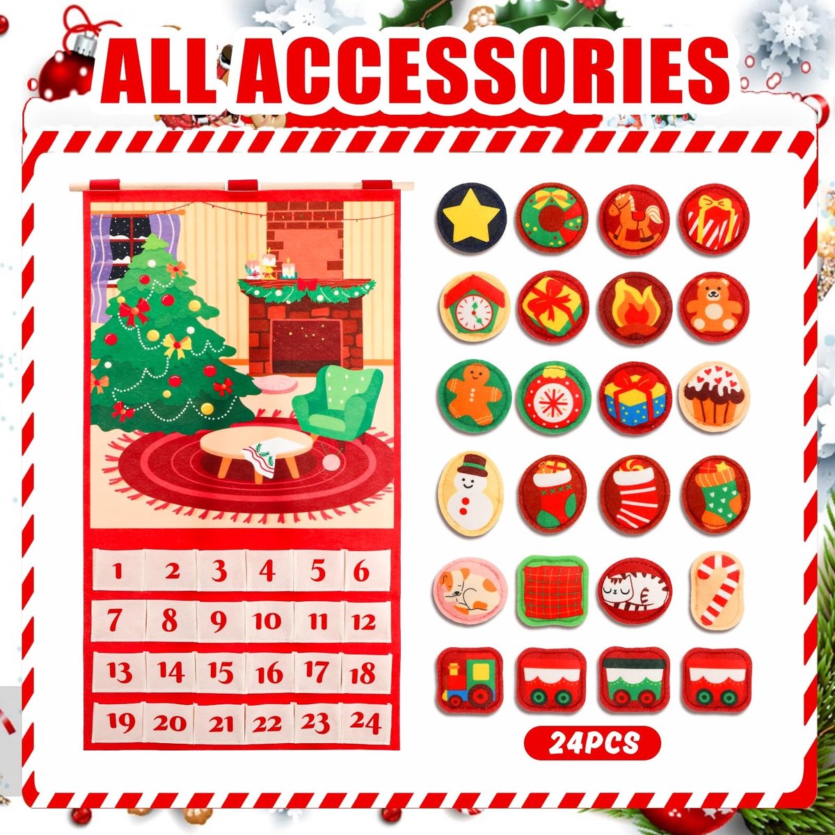 Dailygoods- Adventskalender 2025 - Adventskalender voor kinderen - Adventskalender make up - Adventskalender lego - Adventskalender chocolade - 24 gevulde ornamenten - Kerstkalender – foto 3