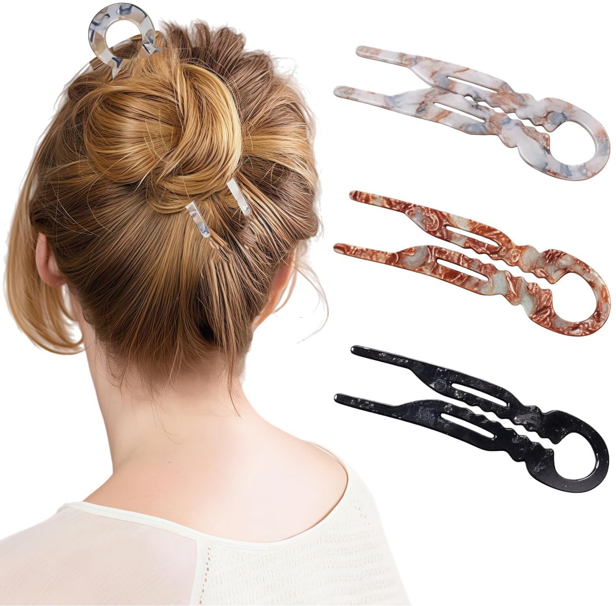 Dailygoods- Haarspeld Ergonomisch Ontworpen - U-vormige Haarspelden - Anti-slip Haaraccessoires - 3 Stuks - Geschikt voor Dun/Dik Haar - Uitstekende Houvast