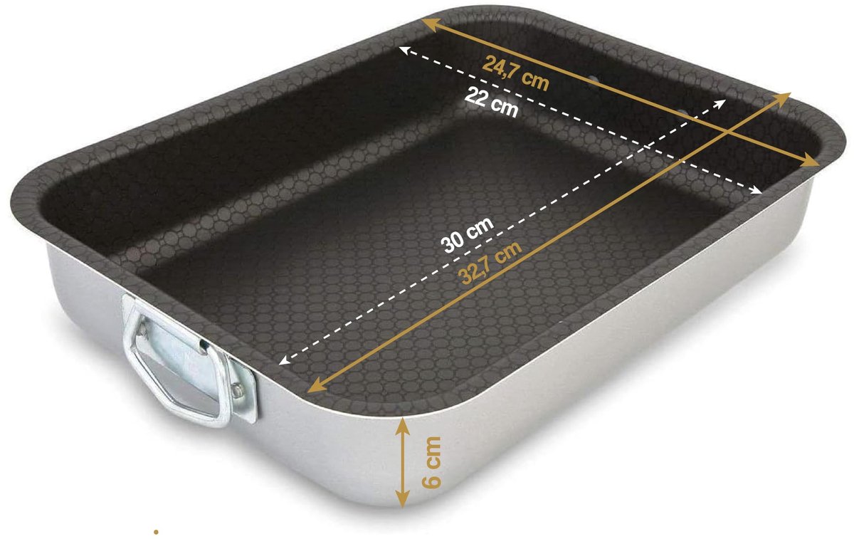 Dailygoods- Rotisserie met Handgrepen - Aluminium - 30 centimeter - Anti-aanbaklaag - Koken - Keukenaccessoire - Duurzaam ontwerp - Grillpan