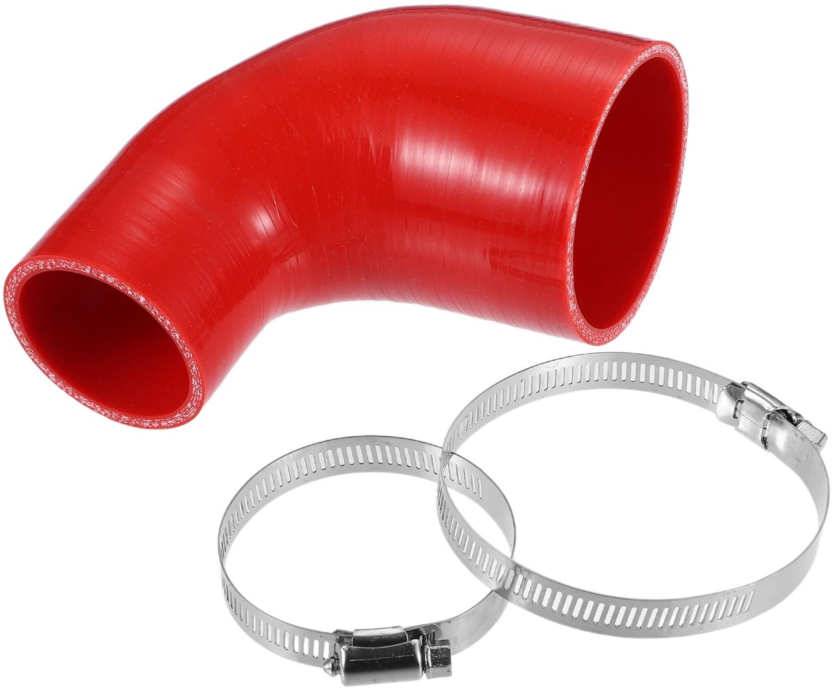 Dailygoods- Slangkoppeling 51mm/76mm - 4-laags Siliconen - Temperatuurbestendig - Burstdrukbestendig - Universeel voor Auto - Rood - Siliconenslang