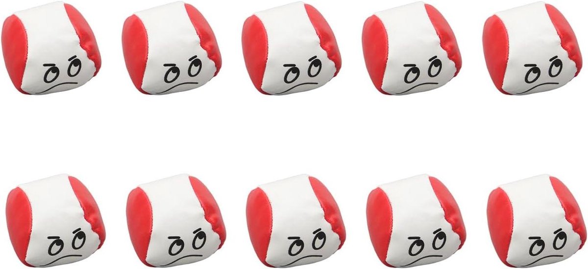 Kinderzitzakken - Zachte ballen - Familie spelletjes - Cartoon gezicht stijl - 10 stuks - Rood