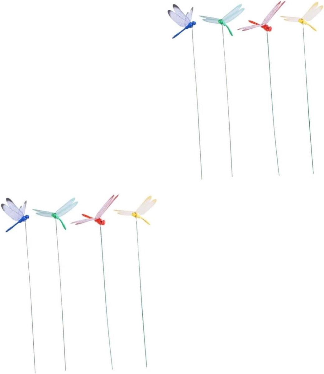 ABOOFAN 40 Pieces Flower Pot Garden Decoration Outdoor Squeeze Protection Door Stopper Garden Dragonflies Stakes Ornament Dragonfly Sticks with Sticks Dragonflies Planter Window Decorations Props