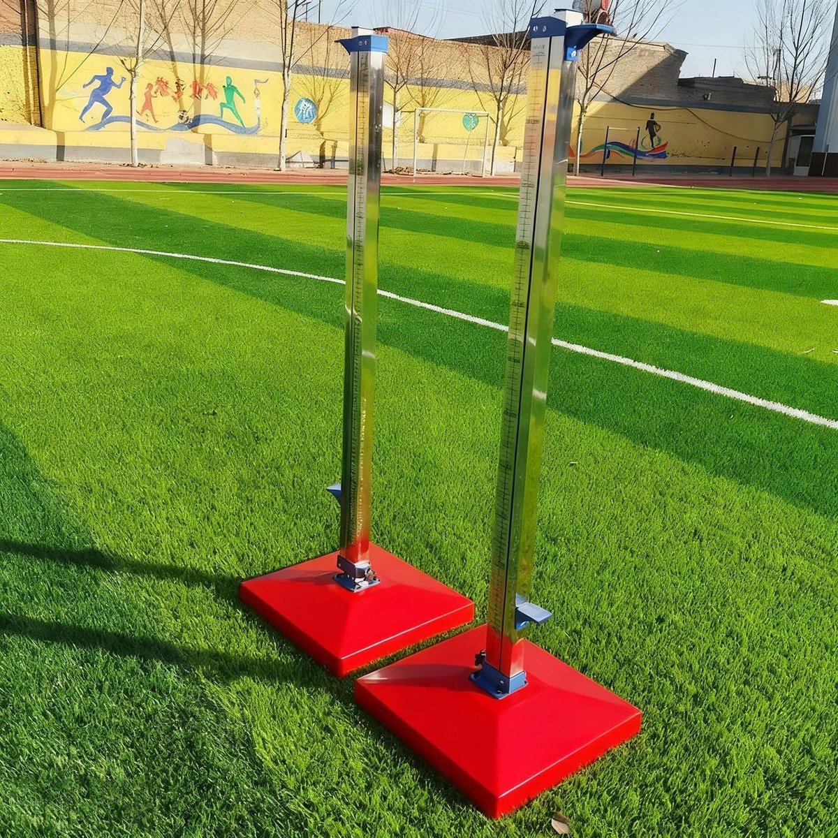 Hoogspring Standaard - Atletiek Standaard - Wedstrijd Training - Verplaatsbaar Met Wielen - Tot 230 cm - Rood