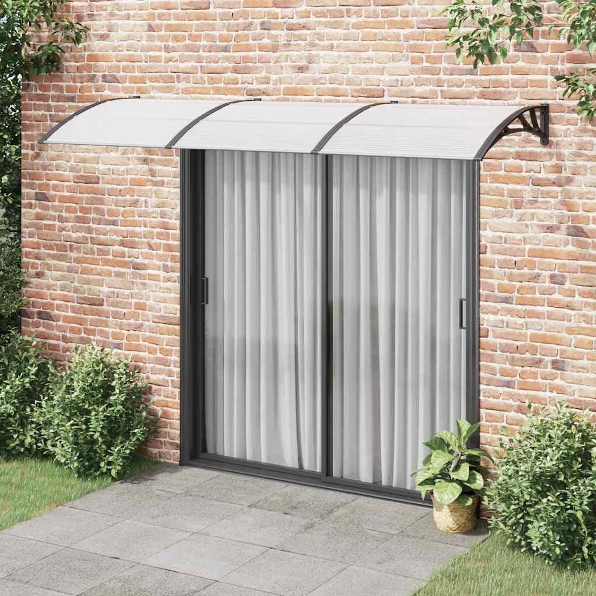 Deurluifel - Voordeur overkapping - Ingang beschermen - Duurzaam polycarbonaat - 300 x 100 cm - Zwart