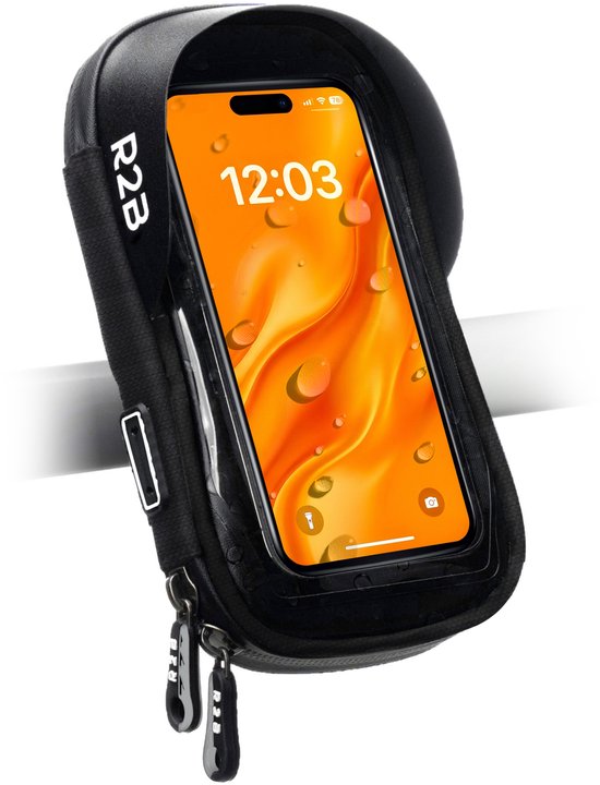 R2B Telefoonhouder Fiets Waterdicht - Ook voor Scooter & Motor - Gsm Houder Fiets - Fietshouder - Fiets Telefoonhouder - Smartphone Houder Fiets - Fiets Accessoires - Zwart - Phone Holder Bike