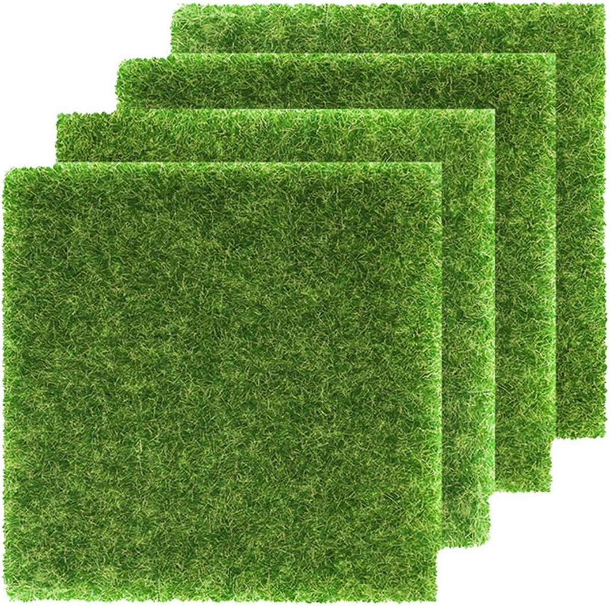 Kunstgras Matten - Gazon Decoratie - Modelbouw Diorama - Fijn Afgewerkt - 4 Stuks - Groen