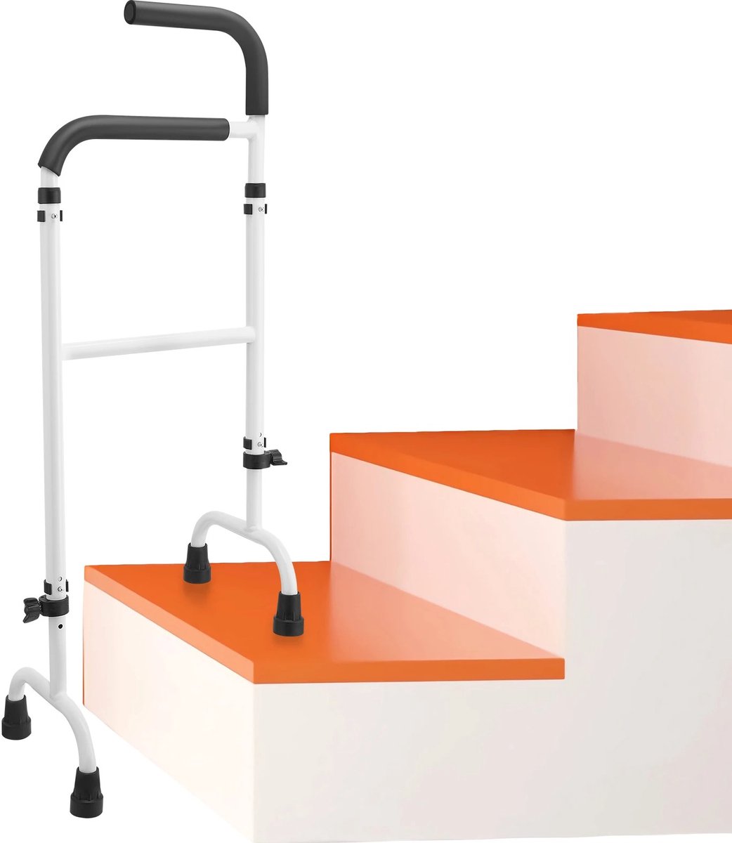 MakkelijkMooi Verstelbare Traploophulp Stok - Wandelstok - Zelfstandig Staand - Comfortabele Sponsgreep - Antislip Rubberen Poten