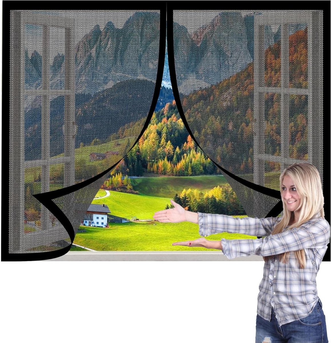 Muggenhor Voor Raam - Vliegenhor - Insecten Buiten Houden - Zonder Boren Magnetisch - 170 x 123 cm - Zwart