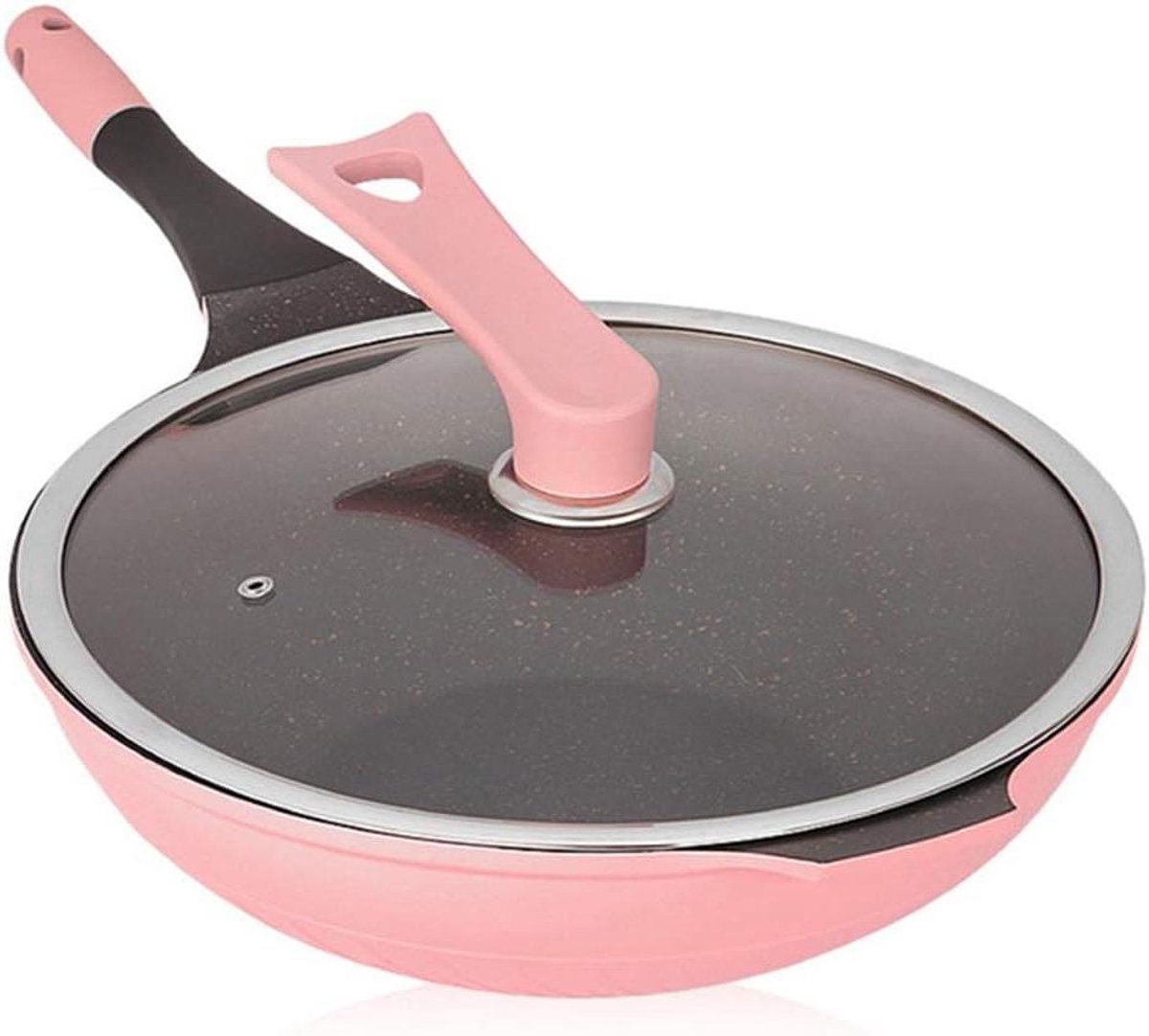 Koekenpan Wok Pan Gezond Koken Zeslaags composiet 32 cm Mat Zwart